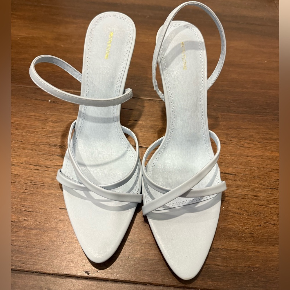 Pretty Little Thing Pointed Blue Strappy Heels
